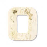Pendentifs en polymère carré Blanc cassé-beige-doré