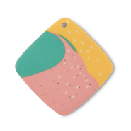Pendentifs en polymère rhombe Vert-rose-jaune ocre