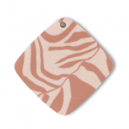 Pendentifs en polymère rhombe Rose pêche clair-marron clair