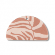 Pendentifs en polym&egrave;re semi-circulaire Rose p&ecirc;che clair-marron clair