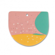 Pendentifs en polymère Vert-rose-jaune ocre