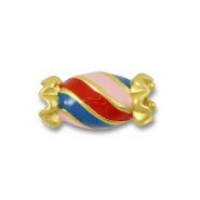 Perles en métal bonbon Multicolore-doré