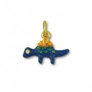 Breloques en métal dinosaure Bleu-orange-doré
