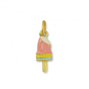 Breloques en métal sucette de glace Rose-jaune-doré