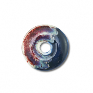 Perles en céramique disque Bleu foncé-port rouge-vert océan