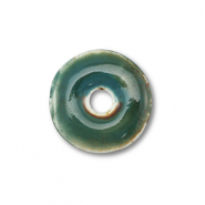 Perles en céramique disque Vert foncé-marron