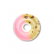 Perles en céramique disque Rose clair-marron clair-marron
