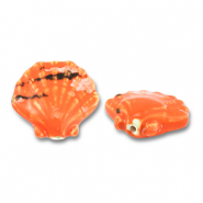 Perles en céramique coquille Orange-noir