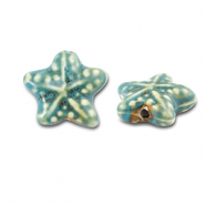 Perles en céramique étoile de mer Bleu sarcelle