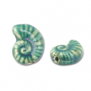 Perles en c&eacute;ramique coquille Bleu sarcelle