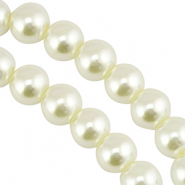 Perles en verre 10mm Blanc cassé
