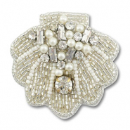 Broches coquille Transparant doublure argenté-blanc