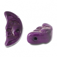 Perles en c&eacute;ramique lune Violet fonc&eacute;