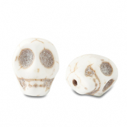 Perles en c&eacute;ramique t&ecirc;te de mort Blanc cass&eacute;