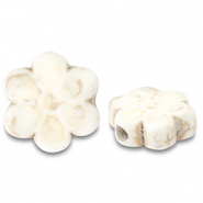 Perles en c&eacute;ramique fleur Blanc cass&eacute;