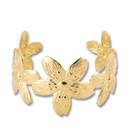 Bracelets en acier Inox jonc fleur Dor&eacute;