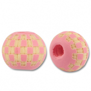 Perles en bois rond 10mm le motif Rose-naturel