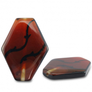 Pierres naturelles perles Agate hexagone Transparent marron ambre-noir