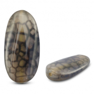 Pierres naturelles perles Quartz ovale craquelé Transparent gris-marron