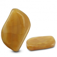 Pierres naturelles perles Calcédoine & Agate feuille craquelé Transparent jaune ocre-marron ocre