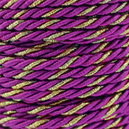 Cordon tendance torsadé 3mm Violet magenta-doré