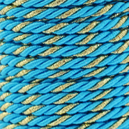 Cordon tendance torsadé 3mm Turquoise-doré
