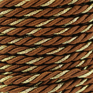 Cordon tendance torsadé 3mm Marron-doré