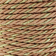 Cordon tendance torsadé 3mm Marron camel-doré