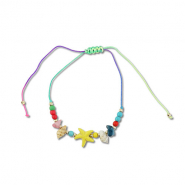 Cha&icirc;nes de cheville tendance perles mixtes Multicolore-dor&eacute;