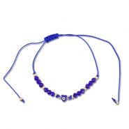 Bracelets tendance perles mixtes Bleu fonc&eacute;-dor&eacute;