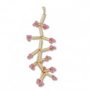 Pendentifs en perles de verre fleur Doré-mauve