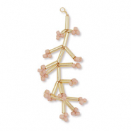 Pendentifs en perles de verre fleur Doré-rose vintage
