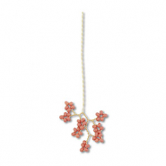Pendentifs en perles de verre fleur Doré-rose mauve