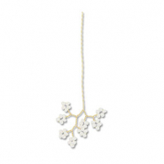 Pendentifs en perles de verre fleur Doré-blanc