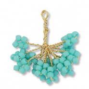 Pendentifs en perles de verre fleur Doré-turquoise