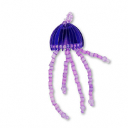 Pendentifs en perles de verre méduse Bleu-violet-transparent doublure violet AB