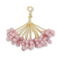 Pendentifs en perles de verre fleur Doré-mauve