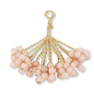 Pendentifs en perles de verre fleur Doré-rose vintage