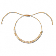 Bracelets tendance perles mixtes Marron clair-dor&eacute;