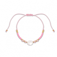 Cha&icirc;nes de cheville tendance perles mixtes Rose-blanc-dor&eacute;