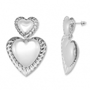 Boucles d'oreilles accroche-regard c&oelig;ur Argent&eacute;