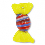 Breloques en verre peintes à la main bonbon Jaune-bleu-rouge-transparent