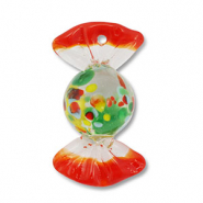 Breloques en verre peintes à la main bonbon Rouge-transparent-jaune-bleu