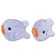 Perles en verre peintes à la main poisson Violet-orange