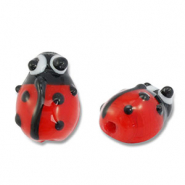 Perles en verre peintes à la main coccinelle Rouge-noir-blanc