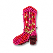 Broches botte de cow-boy Rose-rouge-doré
