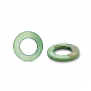 Perles coquillage 15mm rond Vert foncé