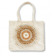 BY31® Sac de plage Blanc cassé-marron-doré
