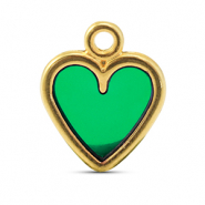 Breloques en métal DQ cœur Vert-Doré (sans nickel)