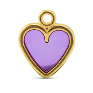 Breloques en métal DQ cœur Violet-Doré (sans nickel)
